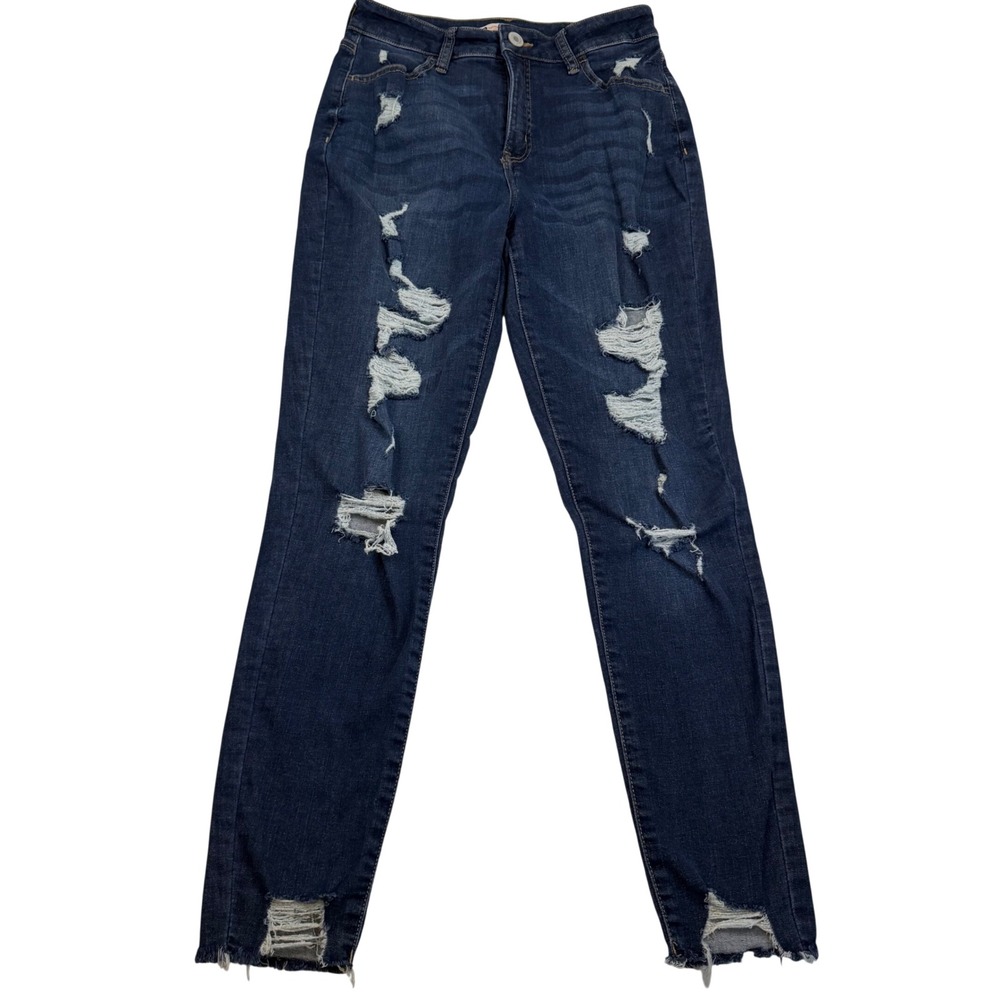 SO Super High Rise Curvy Jegging Dark Wash Distressed Ripped Jeans Size 9/29